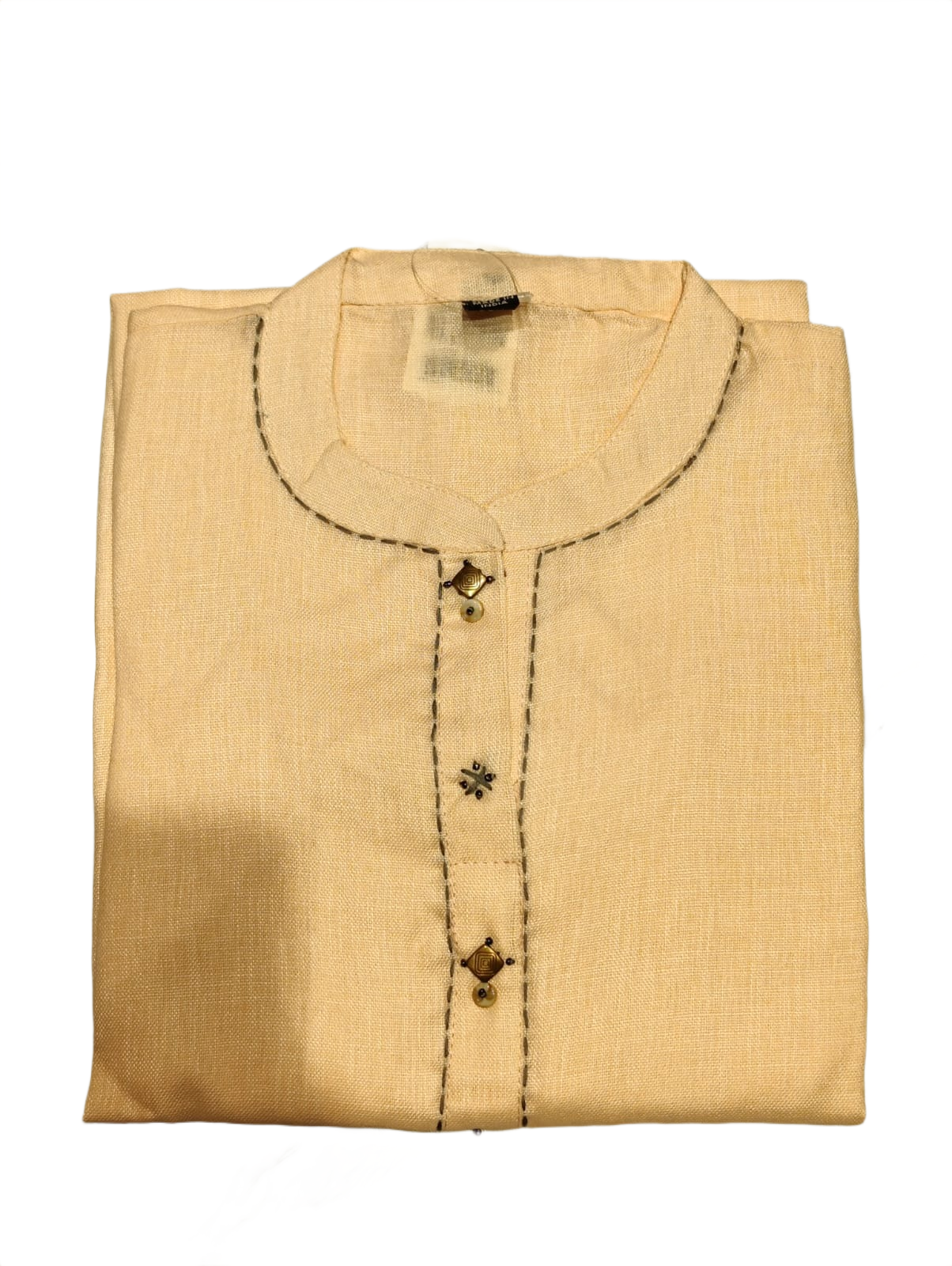 Women's Beige Cotton Blend Kurti & Printed Palazzo Co-ord Set