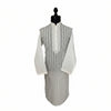 White Striped Embroidered Kurta Pajama for Men