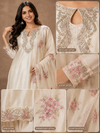 Ivory Floral Embroidered Kurta Set with Printed Dupatta & Patiala Pant