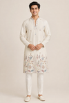Ivory Multicolor Embroidered Festive Kurta Set