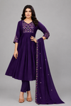 Women  Embroidered Anarkali Kurta Pant Dupatta Set