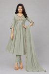 Women  Embroidered Anarkali Kurta Pant Dupatta Set