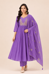 Women  Embroidered Anarkali Kurta Pant Dupatta Set