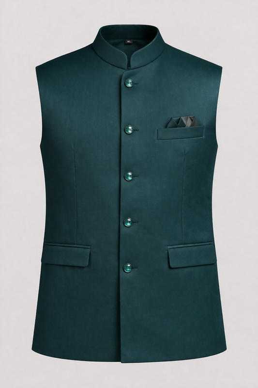 Bottle Green Premium Nehru Jacket for Men | Designer Ethnic Waistcoat