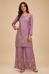 Women’s Lavender Heavy Glass Work Kurta Palazzo Set