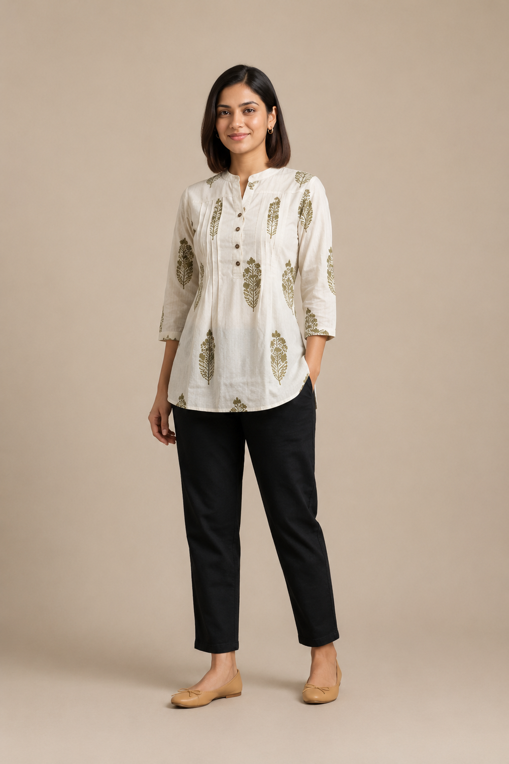 Women’s Printed Cotton Flex Short Kurti Top