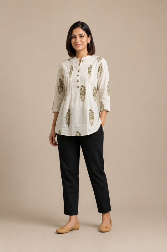 Women’s Printed Cotton Flex Short Kurti Top