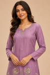 Women’s Lavender Heavy Glass Work Kurta Palazzo Set