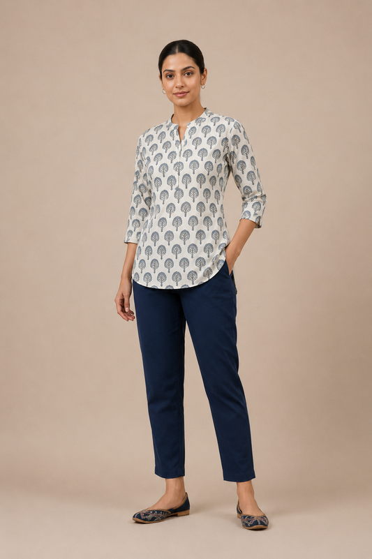 Women’s Printed Cotton Flex Short Kurti Top