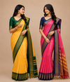 Elegant  Saree with Rich Green Zari Border
