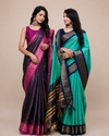 Royal Navy Blue & Magenta Traditional Silk Saree