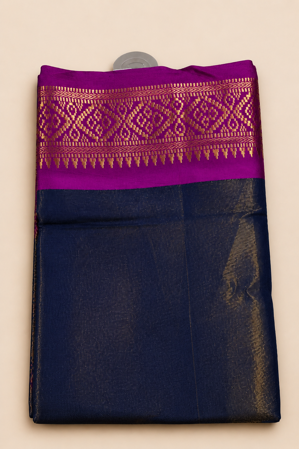 Royal Navy Blue & Magenta Traditional Silk Saree