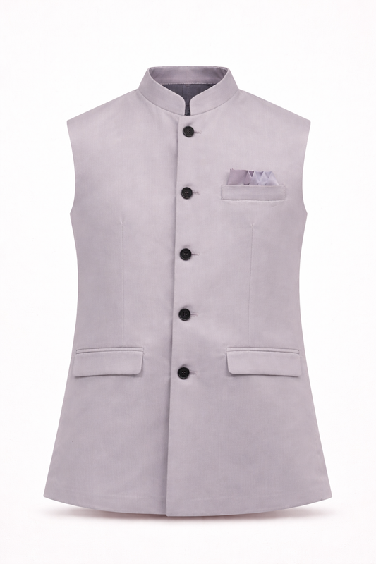 LIGHT GREY SOLID NEHRU JACKET