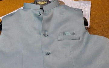 LIGHT TEAL SOLID NEHRU JACKET