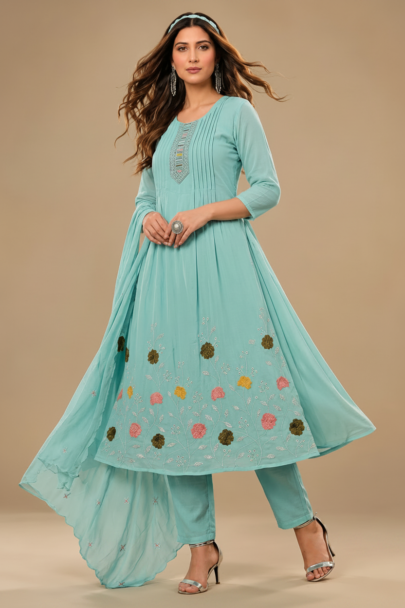 Women’s Embroidered Anarkali Kurta Set