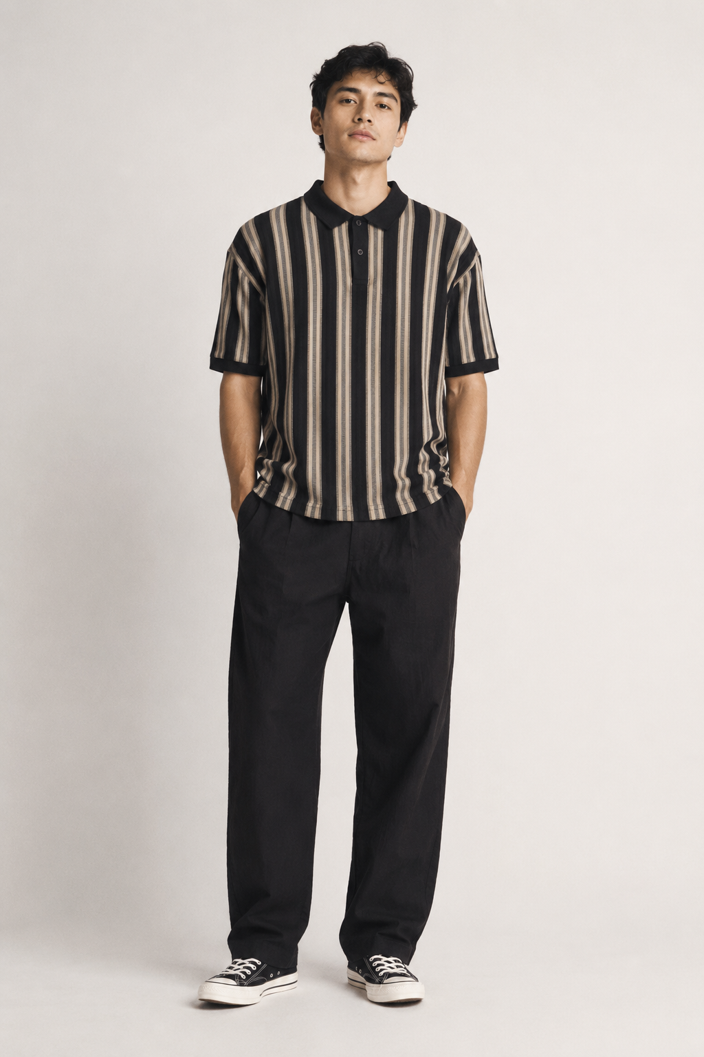 Men’s  Vertical Striped Polo T-Shirt