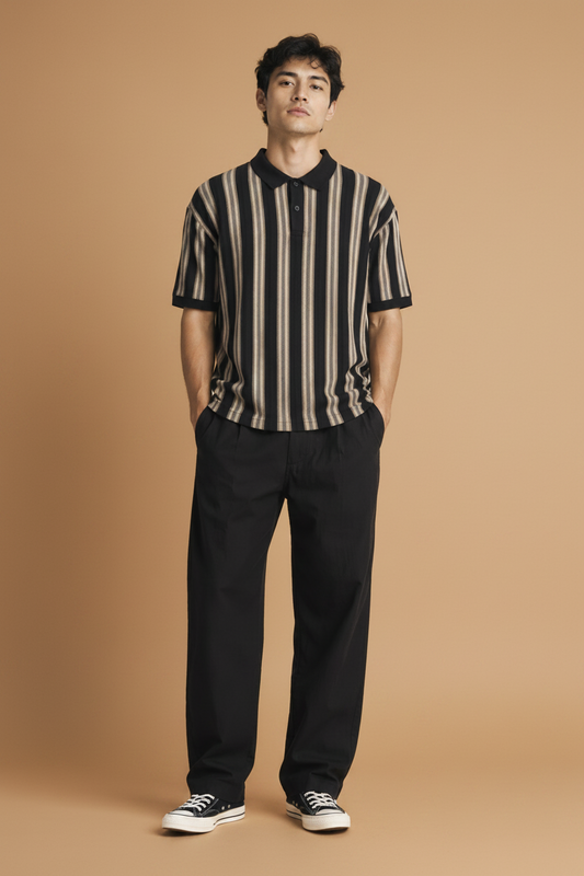 Men’s  Vertical Striped Polo T-Shirt