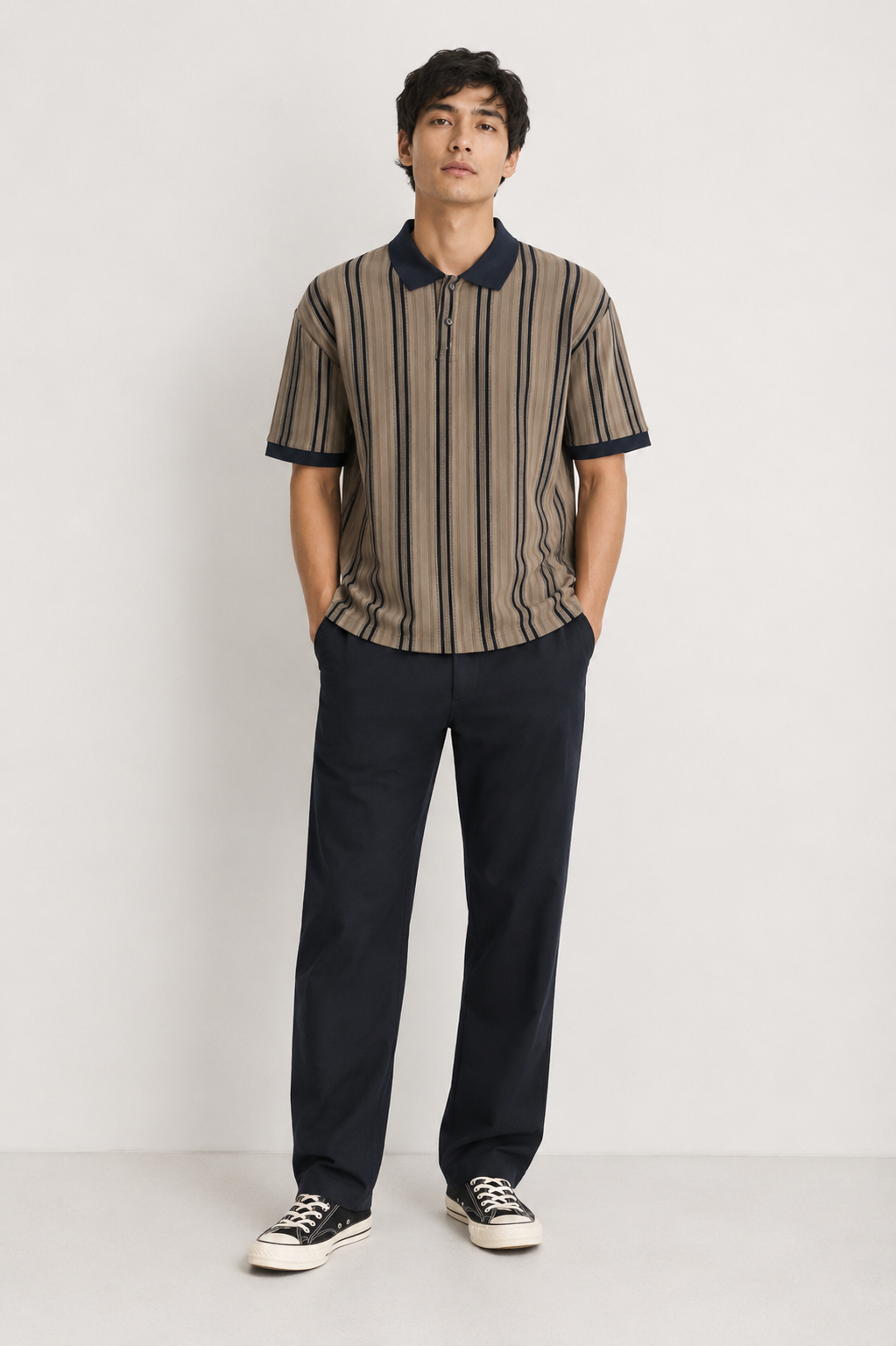 Men’s  Vertical Striped Polo T-Shirt