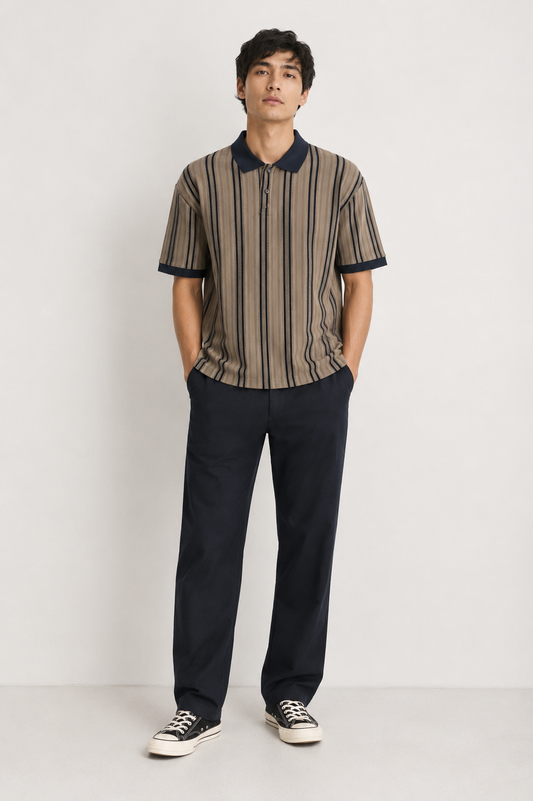Men’s  Vertical Striped Polo T-Shirt