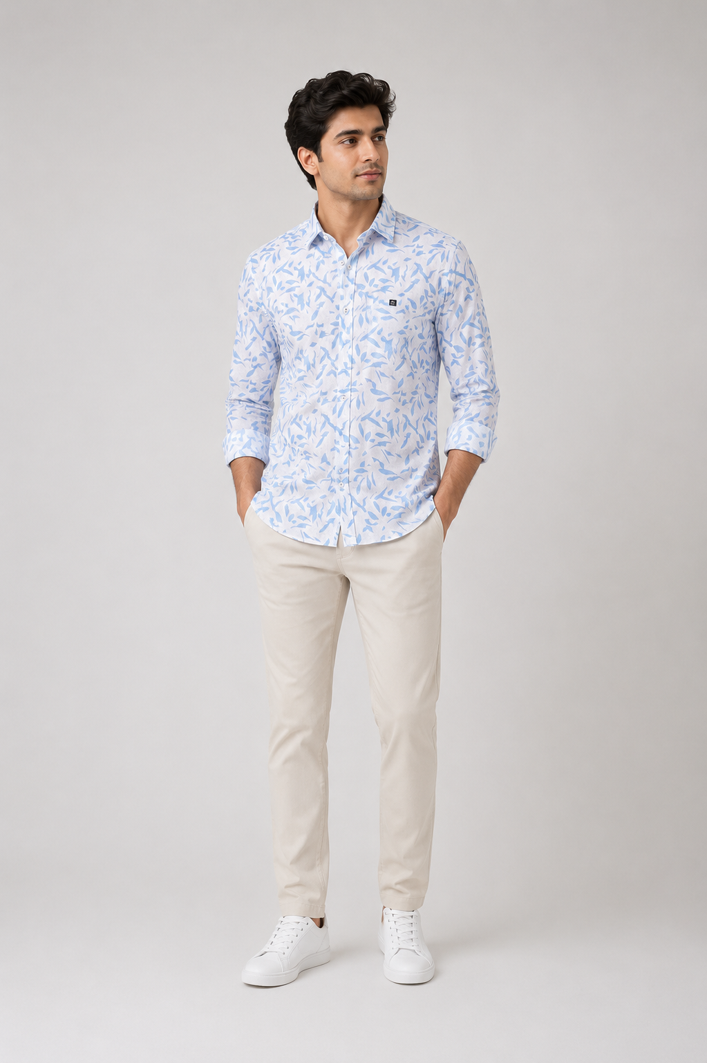 Sky Leaf Print Premium Casual Shirt for Men