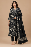 Women’s Black Floral Printed Kurta Pant Dupatta Set