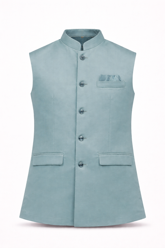 LIGHT TEAL SOLID NEHRU JACKET