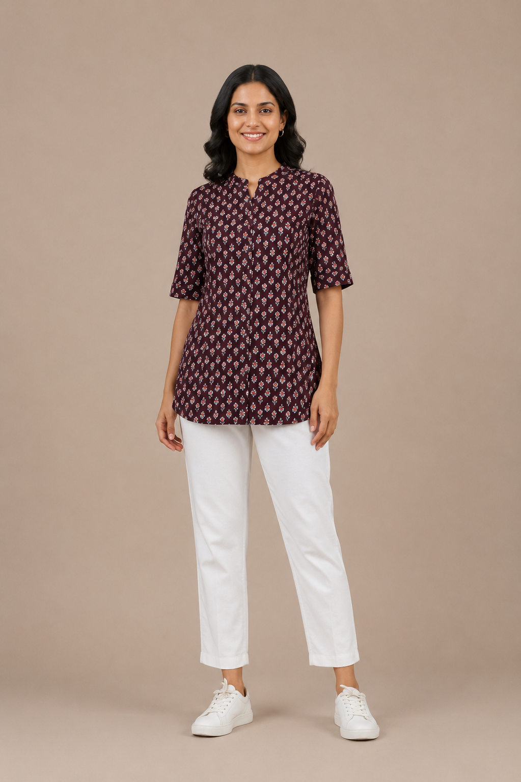 Women’s Emerald Printed Cotton Short Kurti Top