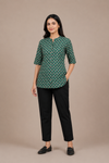 Women’s Emerald Printed Cotton Short Kurti Top