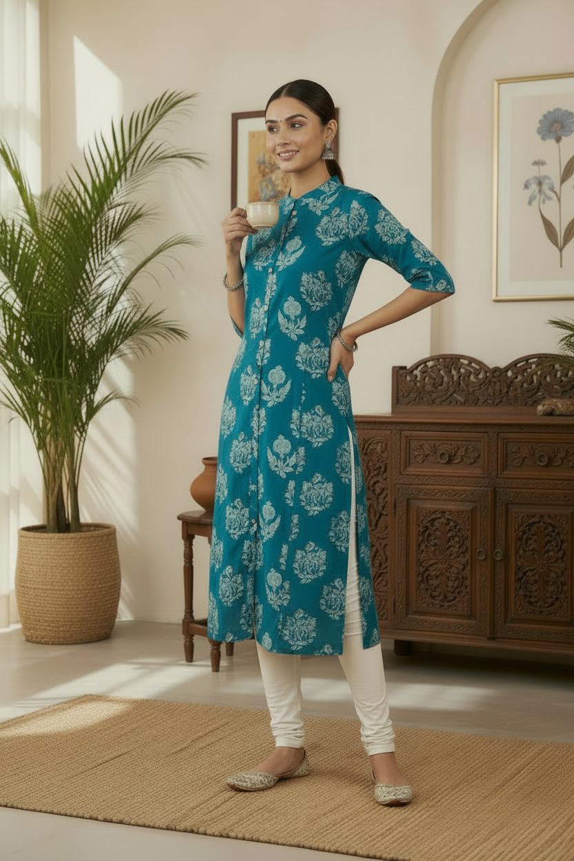Women’s  Tropical Leaf Printed Kurti