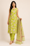 Women  Floral Printed Straight Kurta Pant Dupatta Set