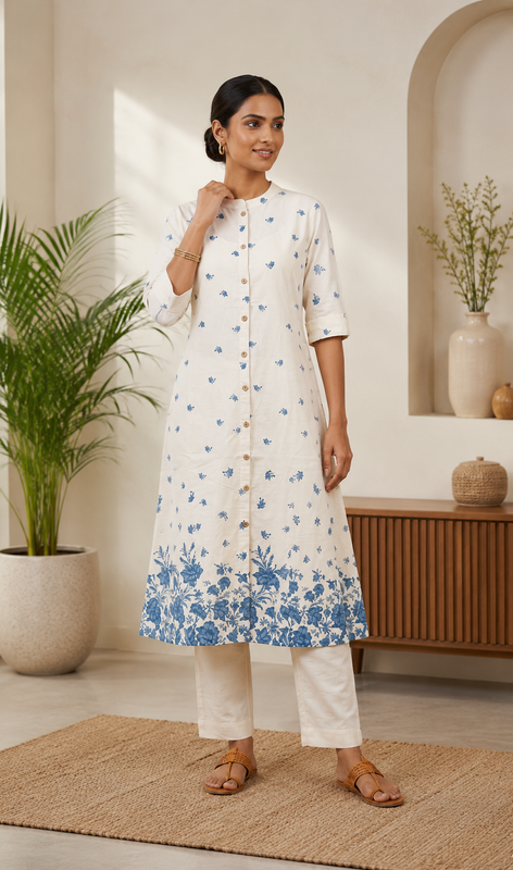 Women’s  Tropical Leaf Printed Kurti