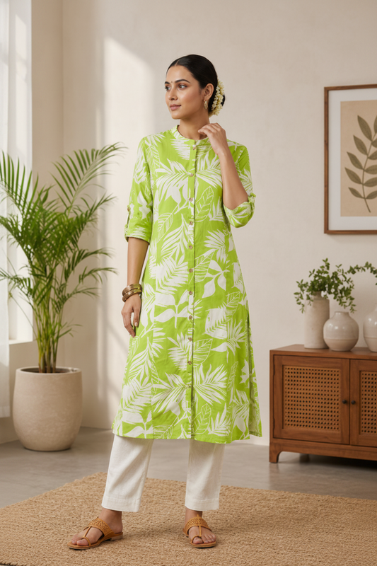 Women’s  Tropical Leaf Printed Kurta