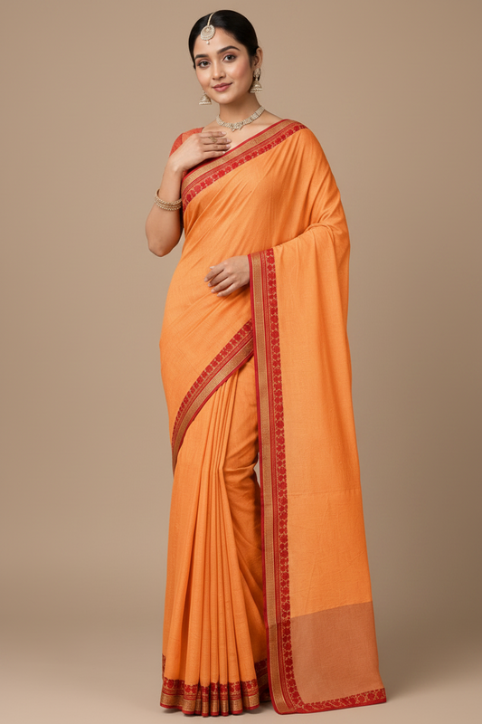 Linen Blend Saree  Woven Border