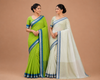 Elegant  Cotton Blend Saree with Traditional Border