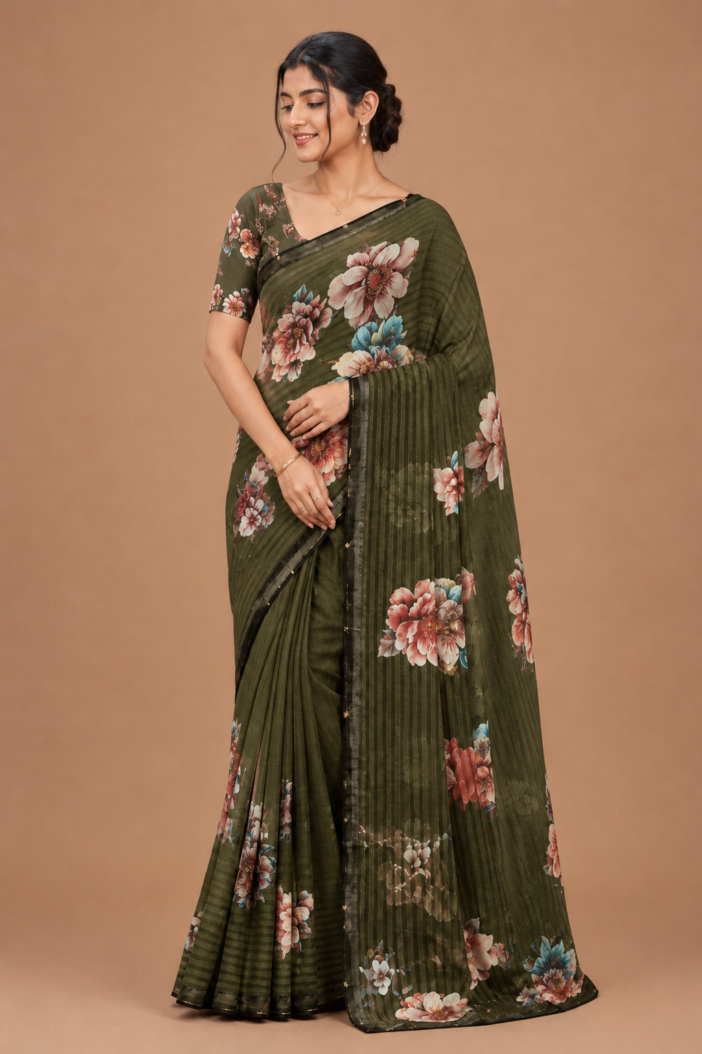 Elegant Floral Printed Saree