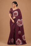 Elegant Floral Striped Saree