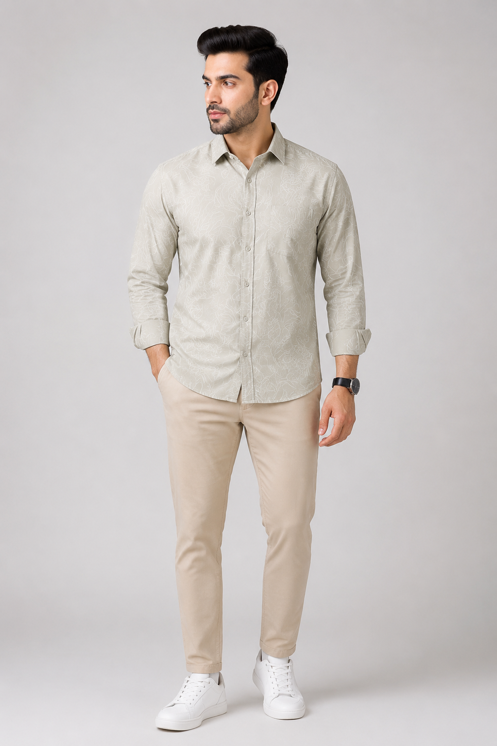 Men’s  Floral Print Premium Cotton Shirt