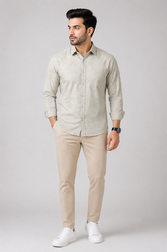 Men’s  Floral Print Premium Cotton Shirt