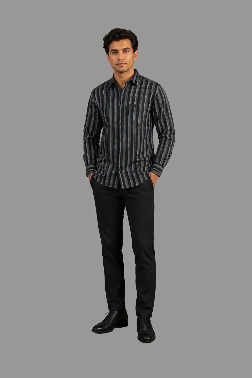 Men’s White & Grey Stripe Premium Formal Shirt
