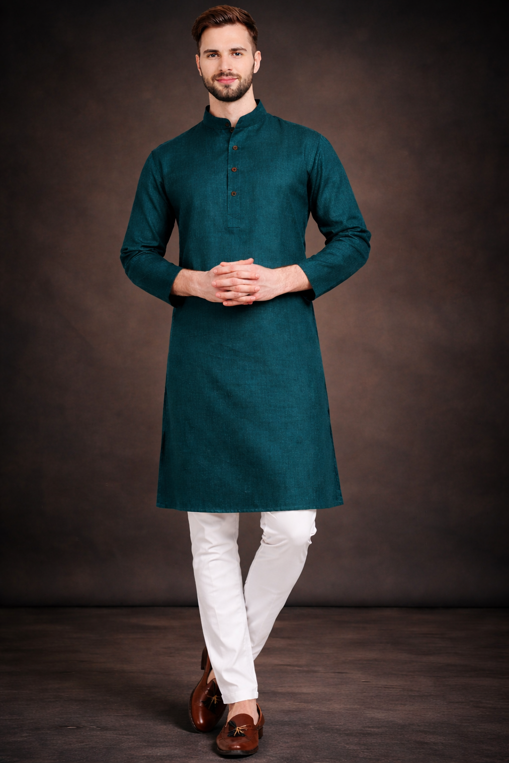 Men’s Teal Green Cotton Namazi Kurta