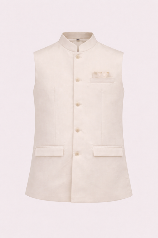Off White Premium Nehru Jacket for Men | Classic Ethnic Waistcoat