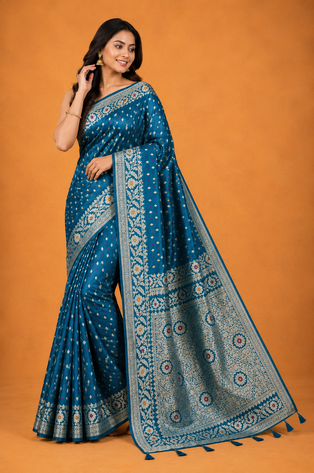 Royal  Silk Saree with Intricate Silver Zari Weaving