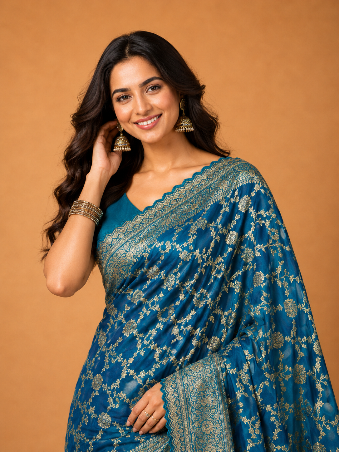 Royal Teal  Saree with Rich Zari Weaving