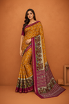 Women's Magenta Printed Saree with  Traditional Border