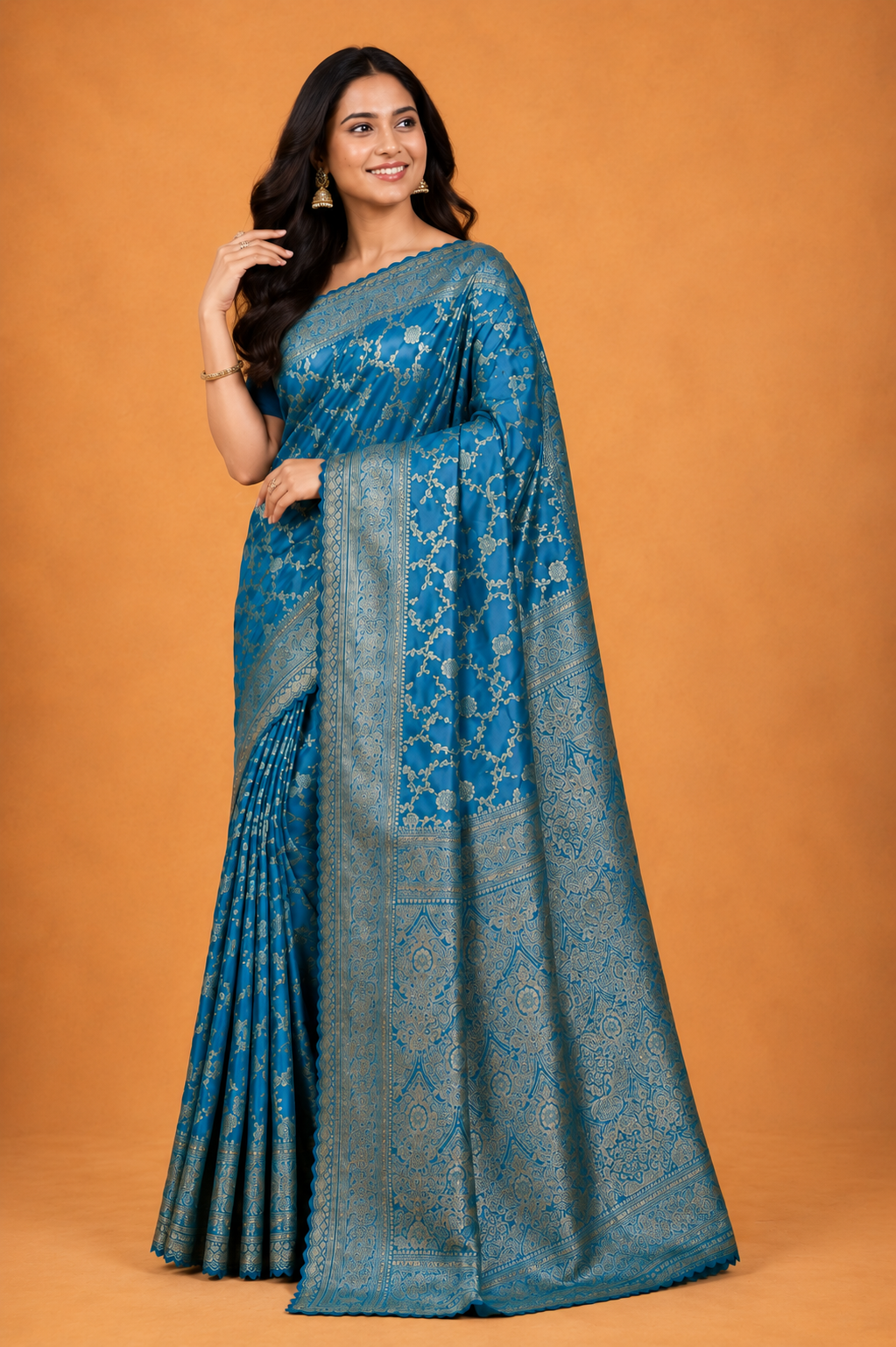 Royal Teal  Saree with Rich Zari Weaving