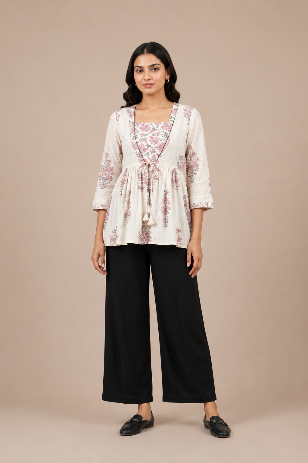 Women’s Floral Printed Peplum Kurti Top