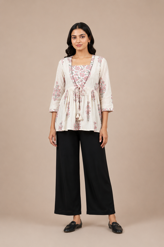 Women’s Floral Printed Peplum Kurti Top