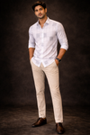 Premium White Printed Soft Cotton Party Wear Shirt for Men