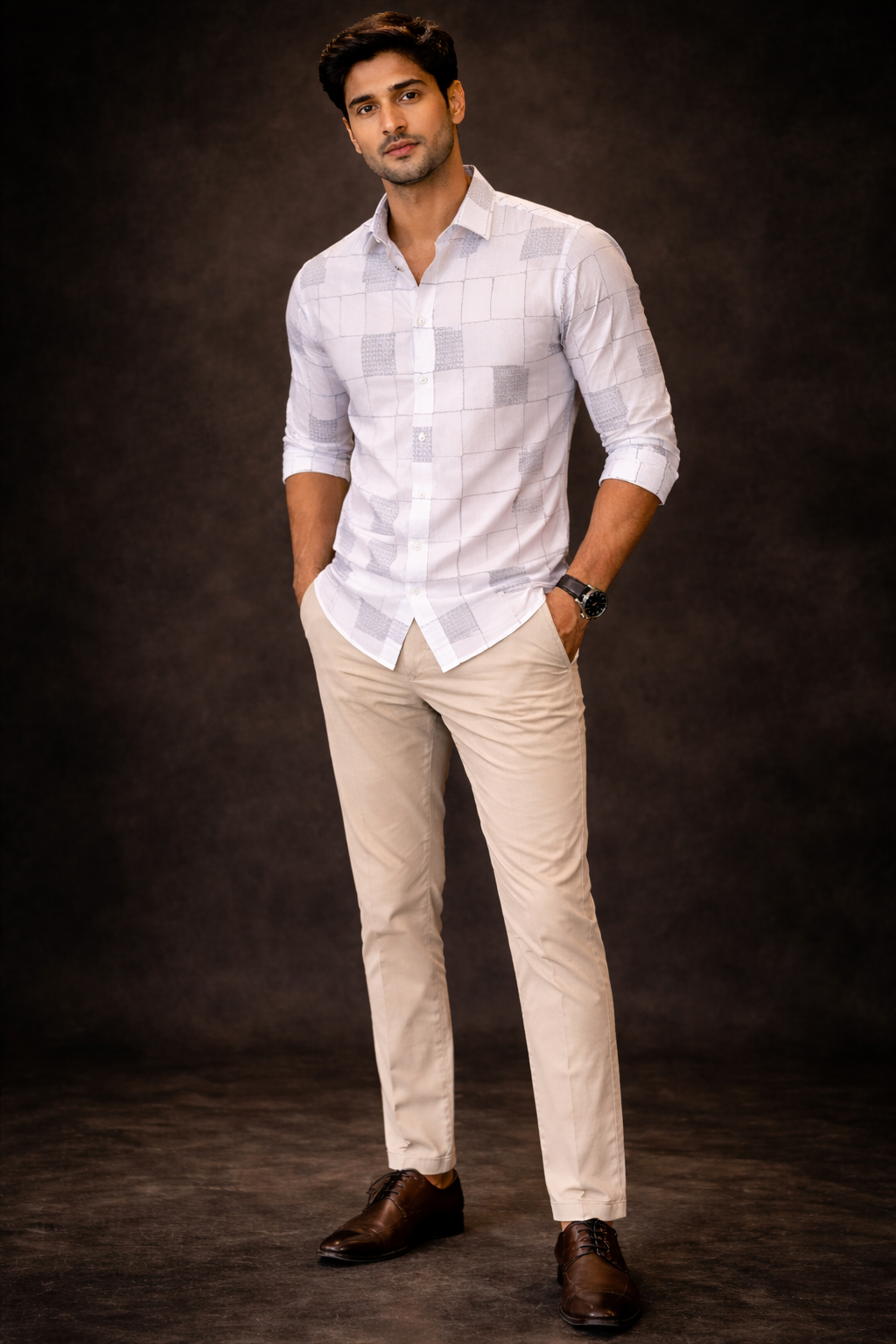 Premium White Printed Soft Cotton Party Wear Shirt for Men
