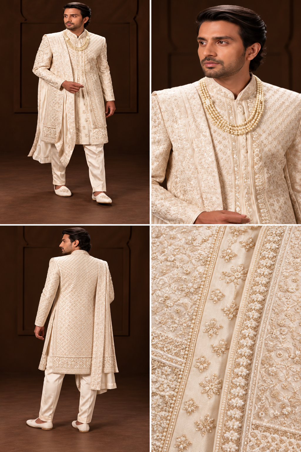 Ivory Royal Embroidered Sherwani Set
